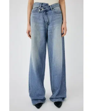 택 포함 새상품 MOUSSY 크로스 허리 와이드 스트레이트 0 사이즈