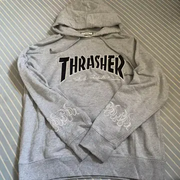 THRASHER MAGAZINE 후드 부착 후드티 그레이