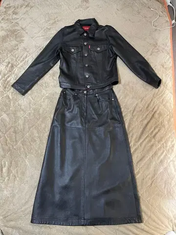 핑크하우스 PINK HOUSE 가죽 자켓 스커트 세트 블랙