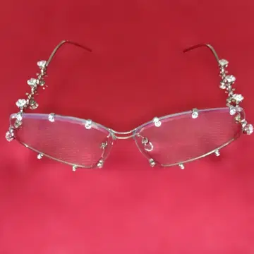 크리스탈 장식 실버 프레임 안경