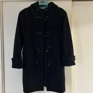 네이비 더플 코트 후드 부착