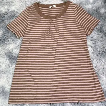 Golden Bear 핑크 브라운 보더 여성용 얇은 소재 튜닉