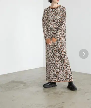 yuw 레오파드 무늬 니트 원피스