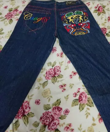 Coogi 스트레이트 데님 컬러풀 자수