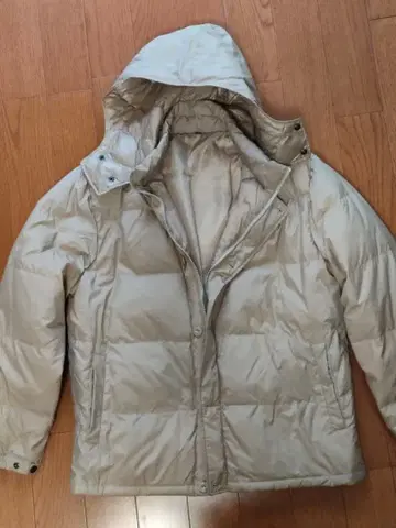 무인양품 베이지 후드 부착 다운 자켓