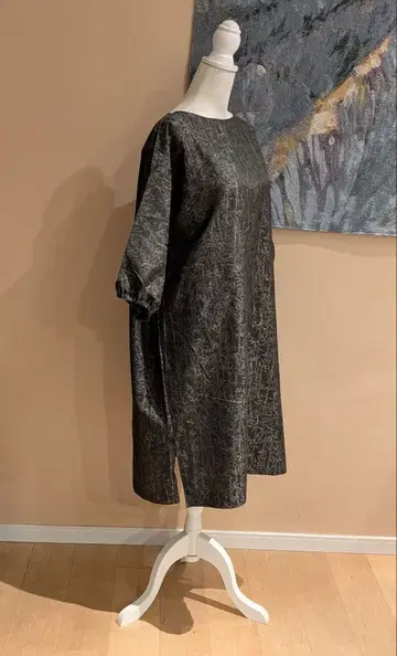 순수 실크 오시마 명주 기모노 리메이크 풀오버 원피스