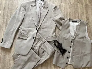 베이지 캐주얼 수트 자켓 베스트 팬츠