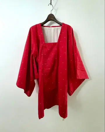 앤티크/레트로/순수 실크/기모노/겉옷/빨간색/국화