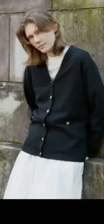 블랙 긴팔 가디건 M 사이즈