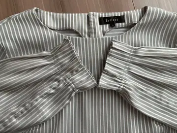 Reflect 스트라이프 패턴 7부 소매 블라우스 그레이지