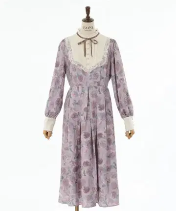 [택 포함 새상품] axes femme 라비앙 로즈 패턴 원피스 핑크