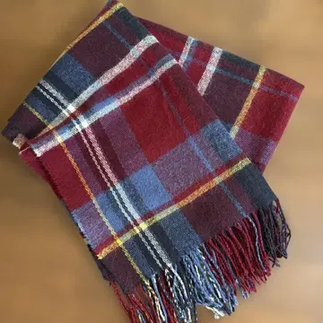 빨간색과 파란색 체크 무늬 머플러