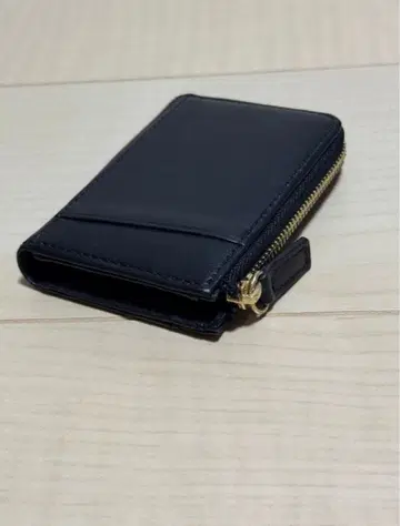 BLUE SINCERE L 지퍼 코인 케이스 천연 가죽 블랙 x 블랙