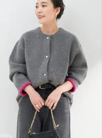 베이크루즈 B.C. 재고 2층 스무스 편직 니트 블루종 그레이 새상품