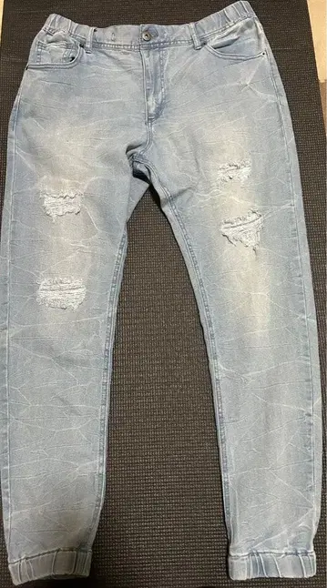 라이트 블루 데미지 데님 팬츠 LL