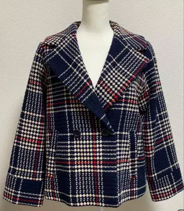 OZOC 울 혼방 타탄 체크 숏코트