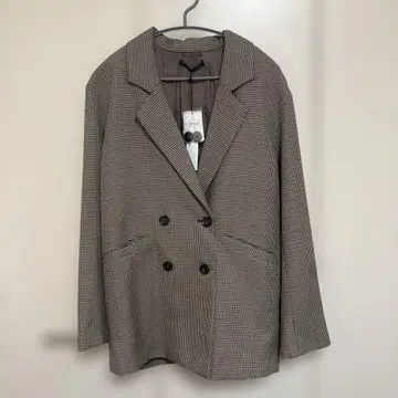 미사용 하운드투스 체크 더블 브레스트 테일러드 자켓