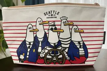 [ 미사용품 ] 미국 시애틀 기념품 갈매기 패턴이 귀여운 파우치