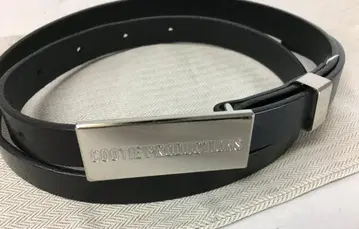 쿠티 내로우 로고 메탈 버클 가죽 벨트 블랙 미