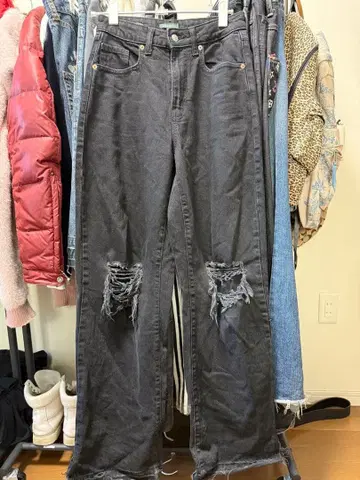 archive Y2K 그런지 데미지 가공 블랙 데님