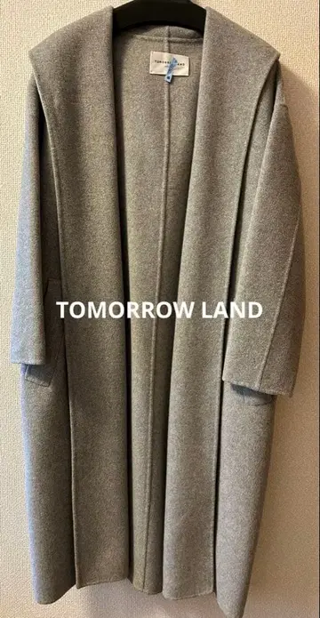 그레이 울 후디드 가운 코트