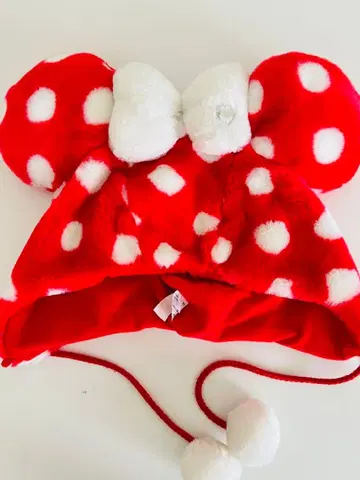 디즈니 미니 팬캡 도트 빨간색