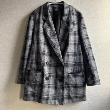 EMODA 그레이 체크 더블 버튼 테일러드 자켓