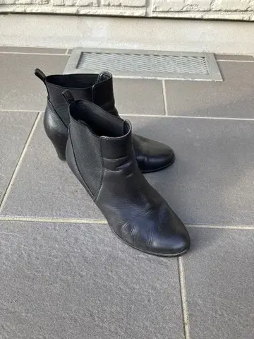 REGAL 블랙 가죽 사이드 고어 부츠