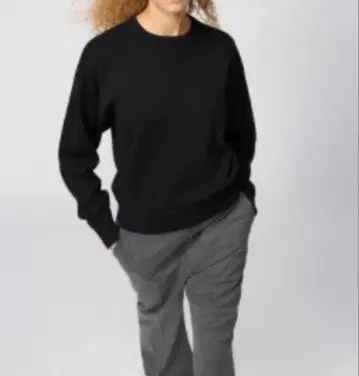 UNIQLO C 스무스 코튼 크루넥 스웨터 블랙 XS