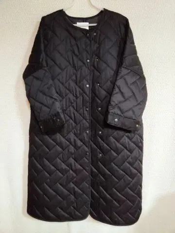 블랙 퀼팅 자켓 롱