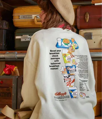 500)Kellogg's 켈로그 속기모 맨투맨 빅 프린트 트레이닝복