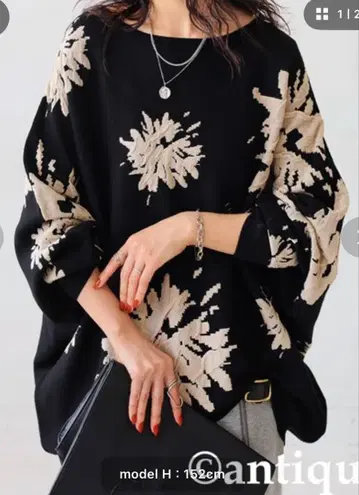 택 포함 안티카 꽃무늬 돌먼 패턴 니트