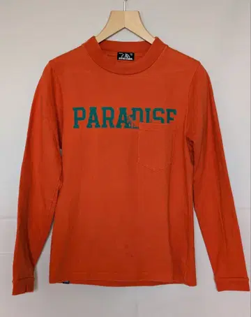 PARADISE 프린트 긴팔 티셔츠 오렌지