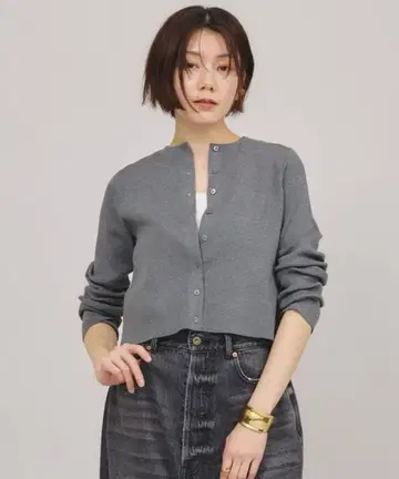 캘런솔로지 코튼 실크 니트 가디건 그레이