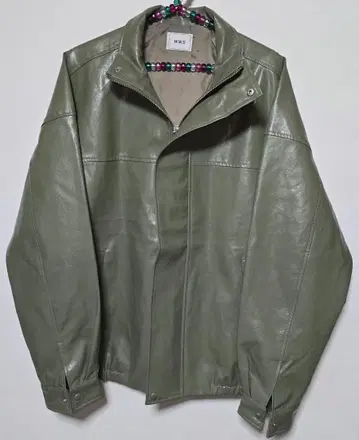 올리브 그린 가죽 자켓 프리 사이즈