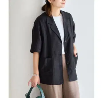 저널 스탠다드 레이온 린넨 하프 슬리브 셔츠 자켓