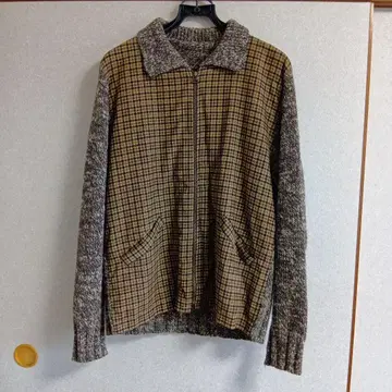 체크 무늬 니트 자켓