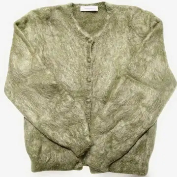 올리브 그린 모헤어 가디건 긴팔 카네코 이사오