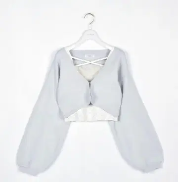 택 포함 새상품 하트 체크 가디건 세트 아이스 그레이