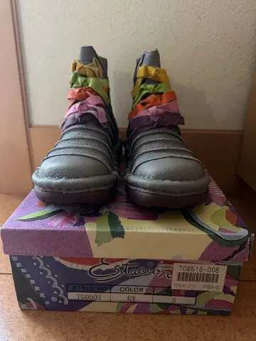 estacion 여성용 부츠 컬러풀 리본