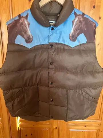 miller 말 패턴 포토 프린트 다운 베스트 픽처 빈티지