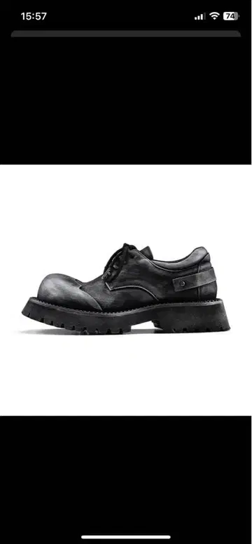 블랙 레이스업 슈즈 통굽 27cm