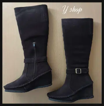 Hina Day Green 가죽 롱 부츠