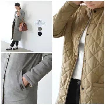 2WAY 리버서블 라벤햄 글렌체크 퀼팅 롱 코트