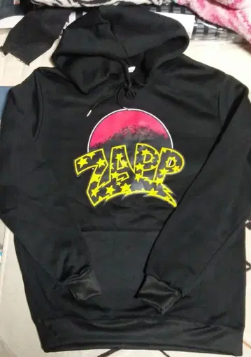 ZAPP 로고 블랙 후드티 XL