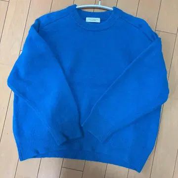 울 캐시미어 아쿠아 크루넥 와이드 니트