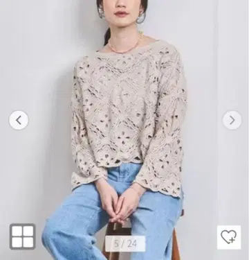 유나이티드 애로우즈 크로셰풍 자수 니트 풀오버