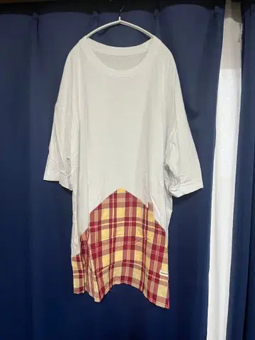 NAMACHEKO 7부 소매 티셔츠 화이트/체크