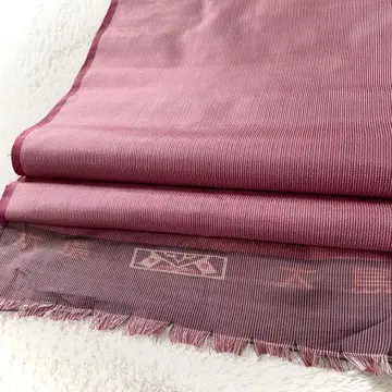 본고장 오시마 명주 순수 실크 옷감 중고품 줄무늬 격자 크림슨 pt019