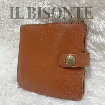 일비종떼 접이식 지갑 골드 버튼 가죽 브라운 미니 지갑 주름 가죽